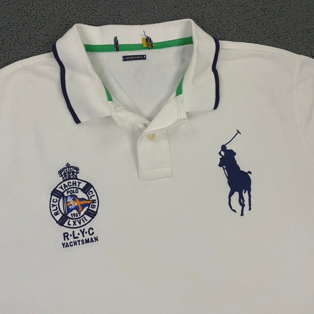 Polo Ralph Lauren Shirt FITS Mens XL Custom Slim Fit Big Pony RLYC Yachtsman 3